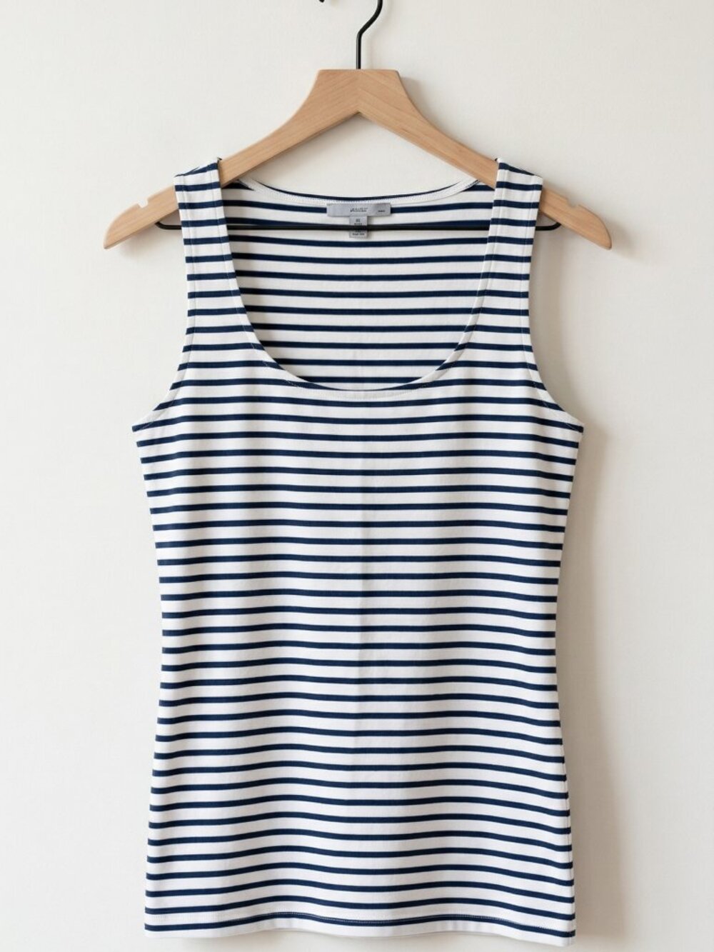 Zara Navy Blue and White Striped Scoop Neck Tank Size S